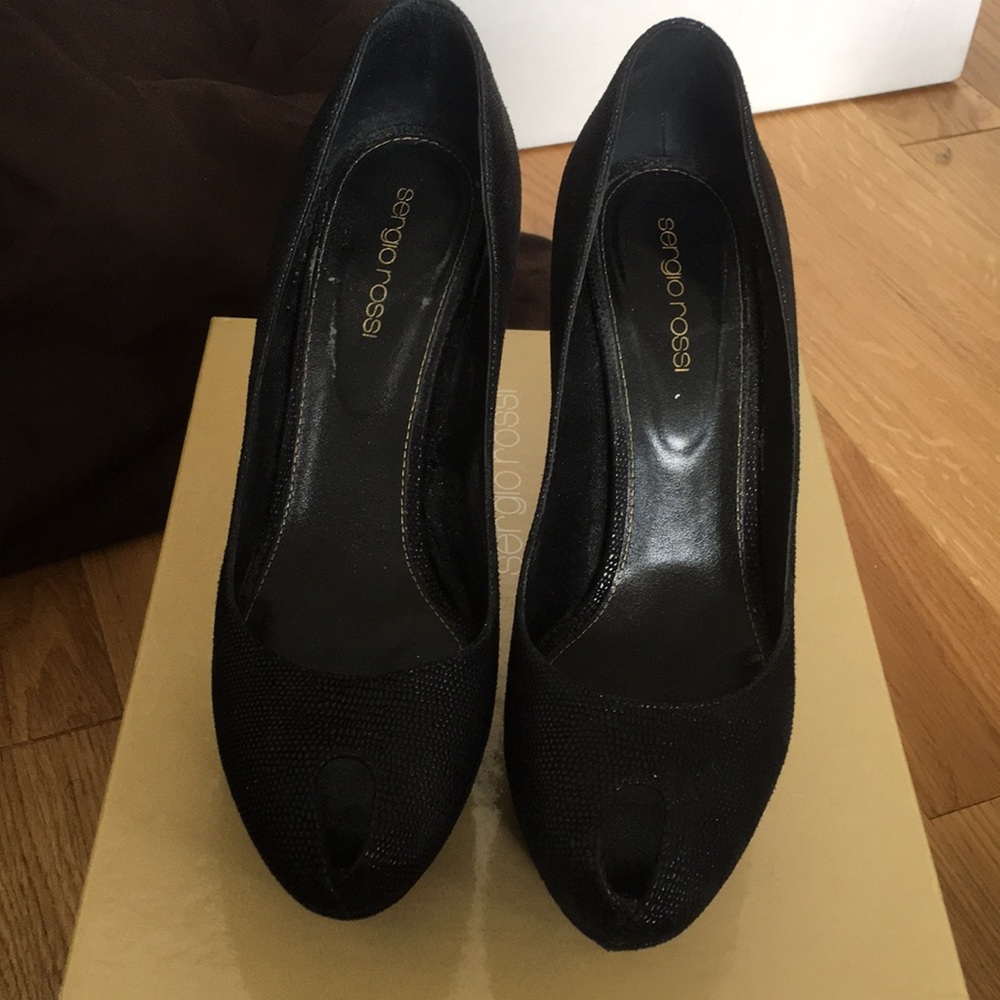 Sergio Rossi black platform pumps
